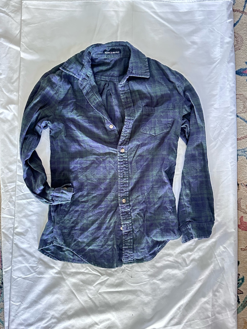 Brandy Melville women’s Indigo Plaid Button-Up Shirt